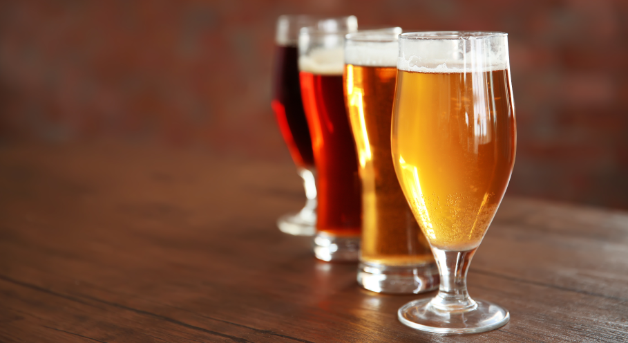 Beer Glasses with Different Beer Styles
