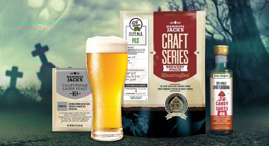 Mangrove Jack's Pils Pouch with M54 Yeast and Top Shelf Candy Shots Flavouring